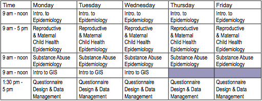 Week 1 Course Listings in a Grid. Read on for full listings