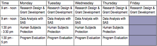 Week 3 Course Listings in a Grid. Read on for full listings