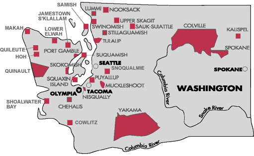 map of Washington State Member Tribes