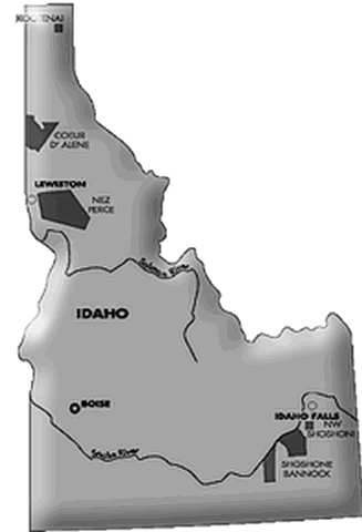 idaho state map with reservations