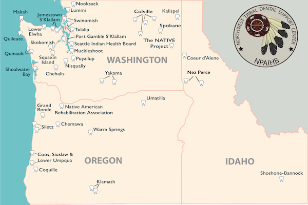 Map showing dental facilities in Pac NW